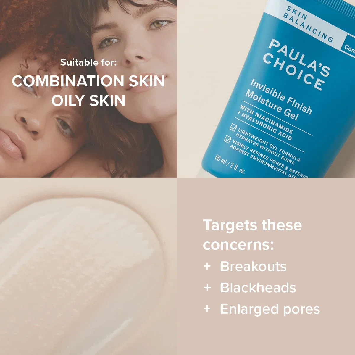 Paula’s Choice SKIN BALANCING Gel Hidratante Facial - Crema de Noche Reduce los Poros Dilatados, los Puntos Negros y Imperfecciones - con Niacinamida - Pieles Mixtas a Grasas - 60 ml