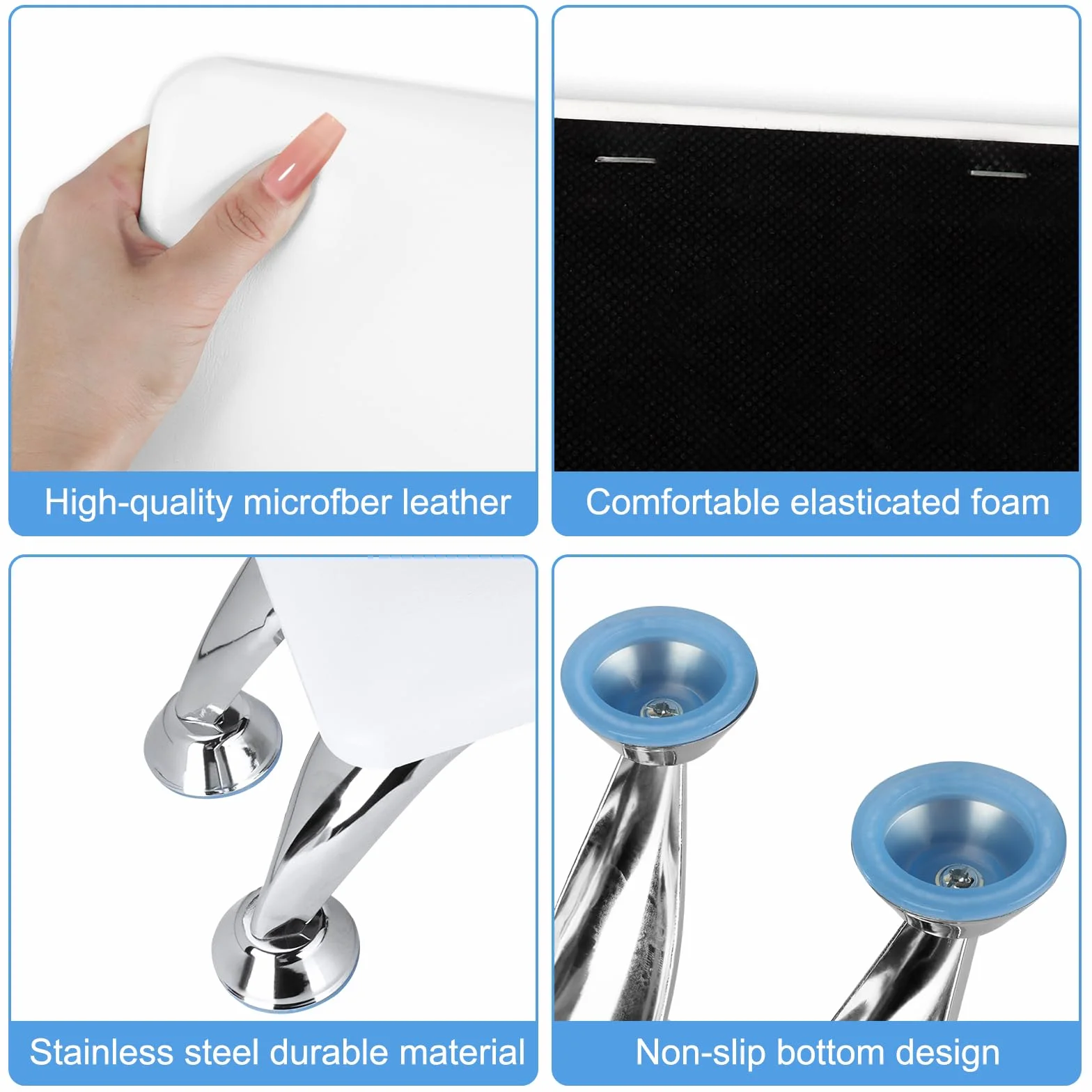Cojín reposamanos para uñas,reposabrazos para uñas con soporte de acero inoxidable,Cojín de Mano de Manicura de Cuero de Microfibra ideal para salón de manicura,suave e impermeable (blanco)
