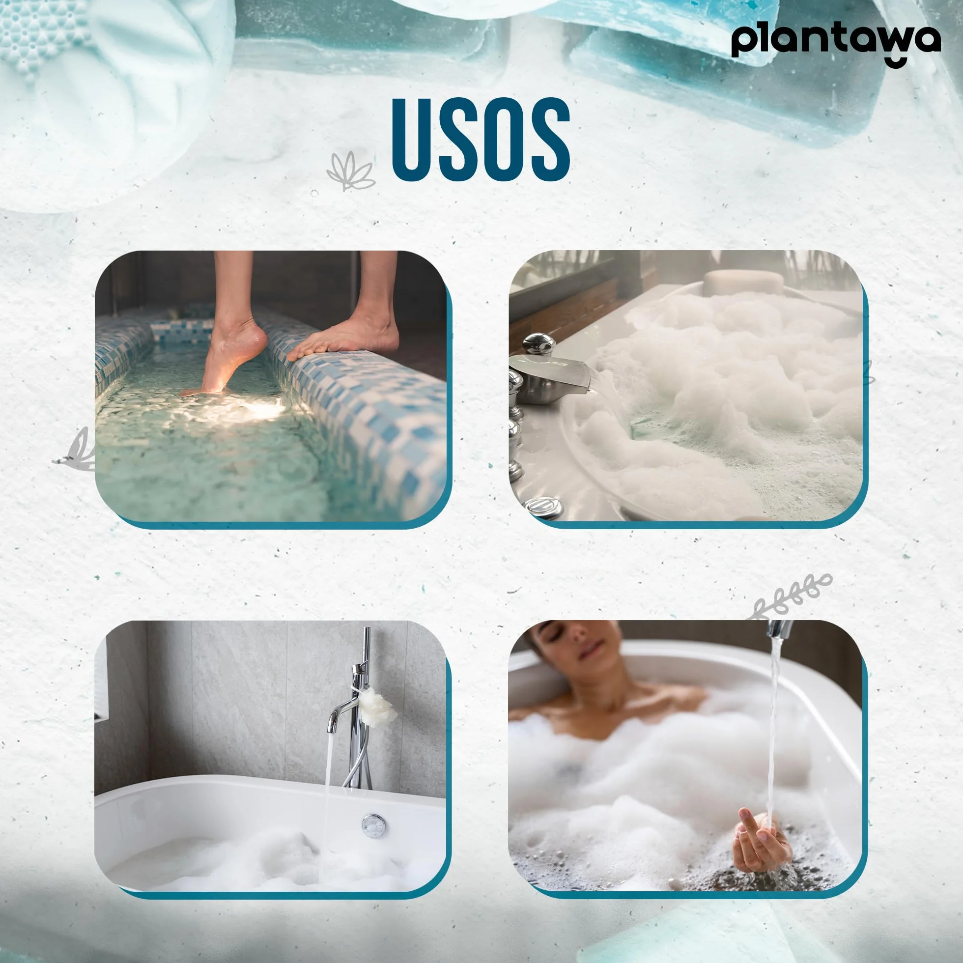 Plantawa Sales de Epsom 6KG Sal de Baño Concentrado de Magnesio Puro Sin Toxinas 100% Natural Cuidado Personal
