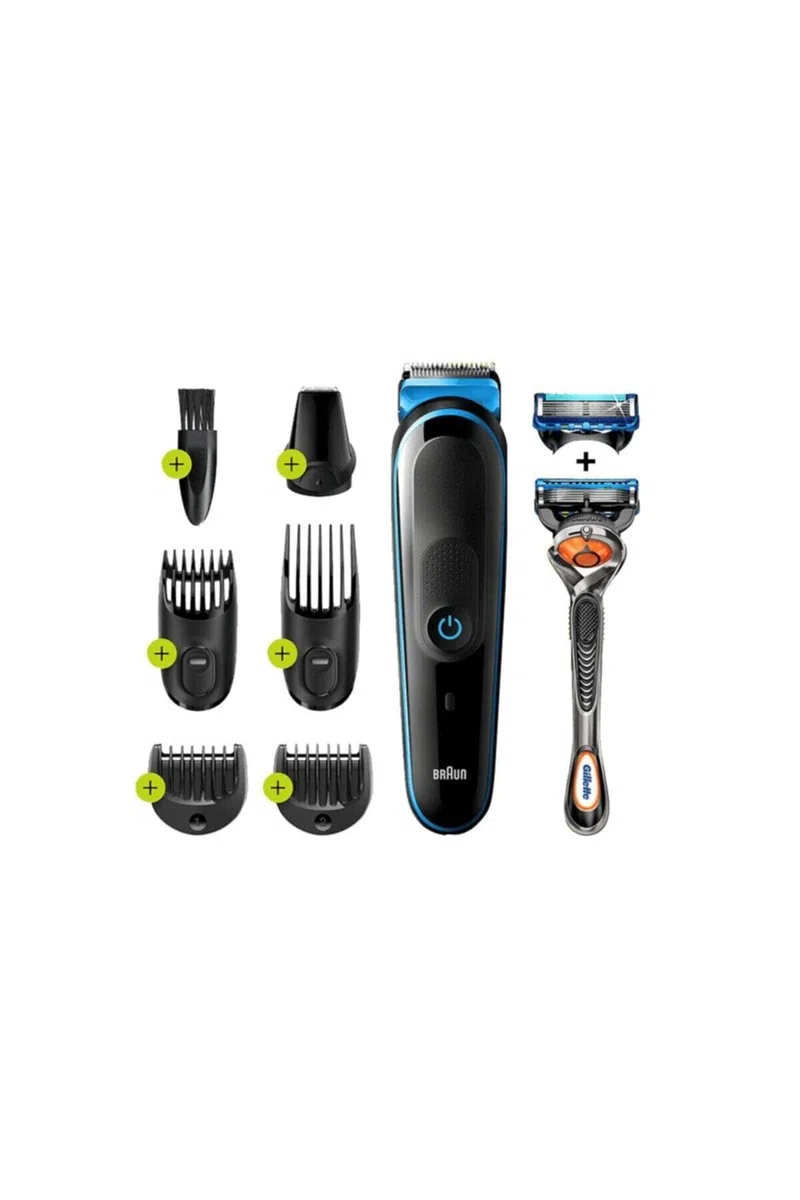 Braun Cortapelos para hombre MGK5245, cortadora de barba 7 en 1, kit de aseo para hombre, inalámbrico y recargable, con maquinilla de afeitar Gillette ProGlide