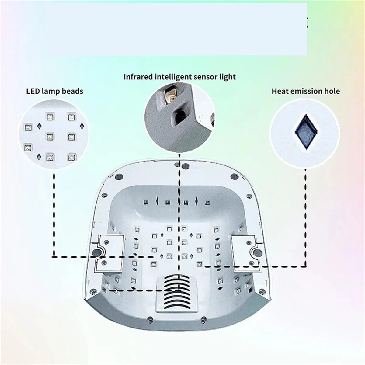 Lámpara UV para uñas, Lámpara de secado de uñas recargable de 86 W, máquina de secado de esmalte de gel, luz roja, manicura con mango, lámpara UV LED for uñas(Bianco)