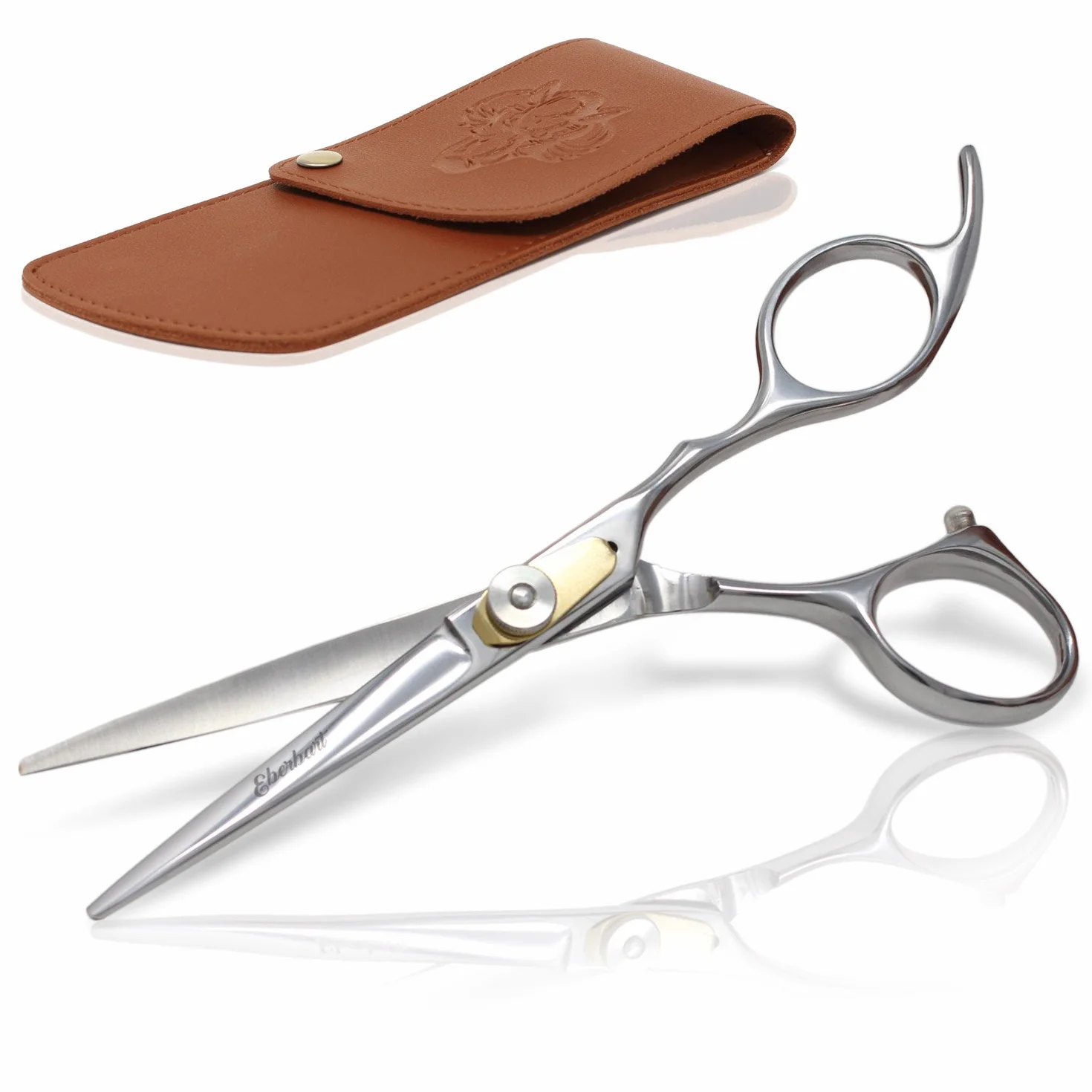 Tijeras para Barba + Estuche de Cuero Sintético – Tijeras de barbero profesional para cuidar y recortar la barba y bigote