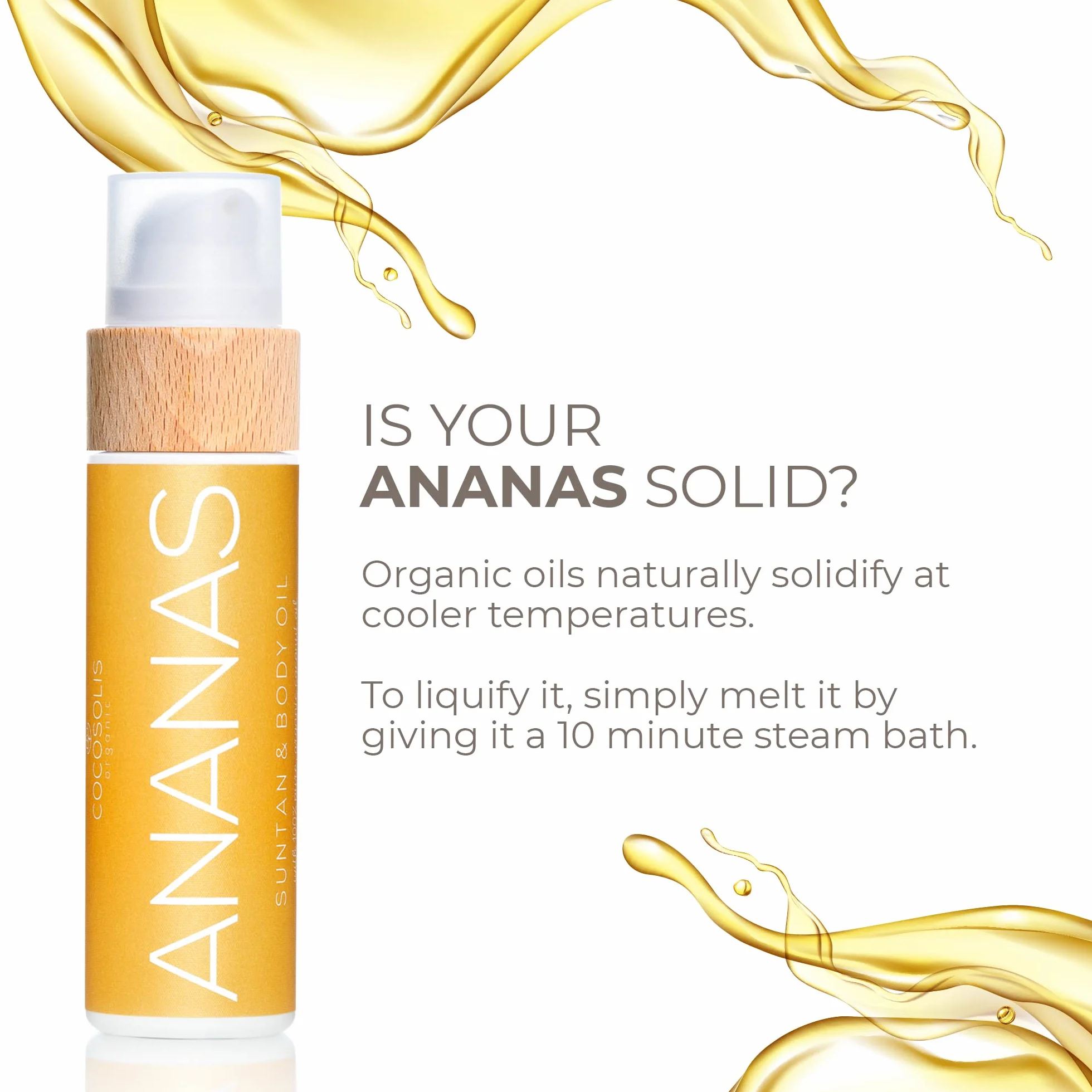 COCOSOLIS ANANAS Acelerador del bronceado - aceite de bronceado orgánico con vitamina E y aroma de piña para un bronceado intensivo rápido de chocolate - loción corporal nutritiva (110 ml)