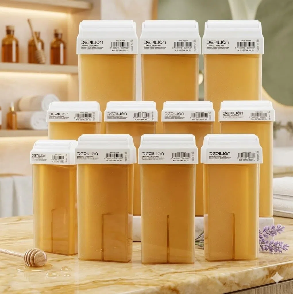 Cera depilatoria Roll On Caja 48 x cartuchos de 100ml Miel/Caja 48 x Roll-on Cera para depilación