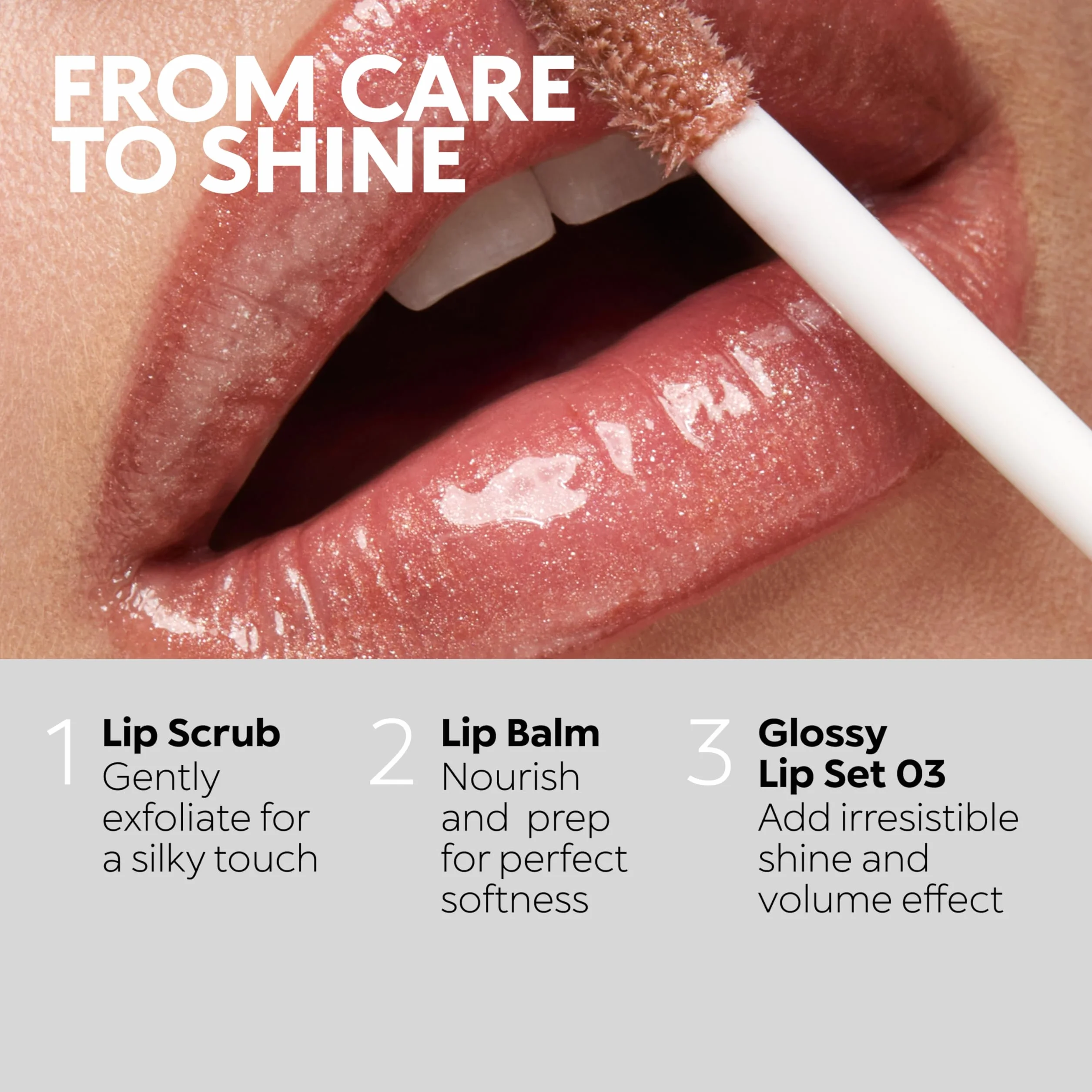 KIKO Milano Glossy Lip Set 03, Kit De Labios: 3 Brillos De Labios Hidratantes Efecto Volumen 3D