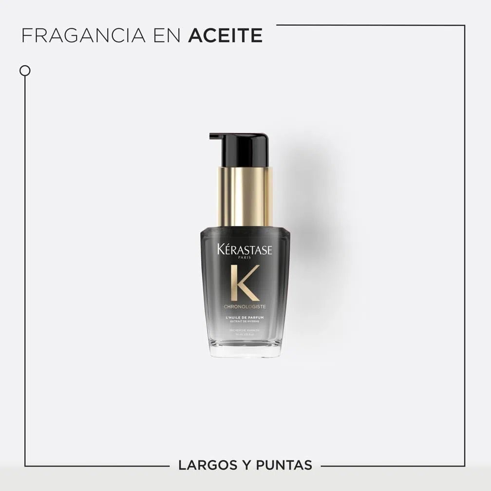 Kérastase Chronologiste, Aceite Perfumado Sin Aclarado, Aporta Nutrición y Fuerza, Brillo y Aroma Floral Capilar, Con Notas de Rosa de Té y Peonía, Para Todo Tipo de Cabellos, Huile de Parfum, 30ml