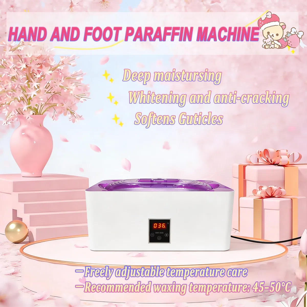 Máquina de baño de 4 litros para manos y pies con modo automático, control preciso de la temperatura y función de fusión rápida (morado)