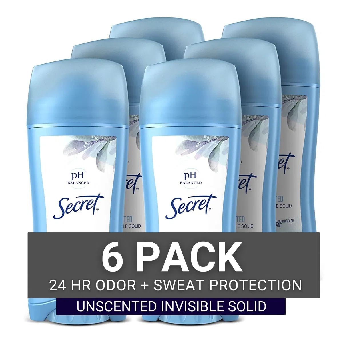 Secret Invisible Solid Unscented Antiperspirant & Deodorant Ph Balanced 2.6 Oz? (Pack Of 6) by Secret