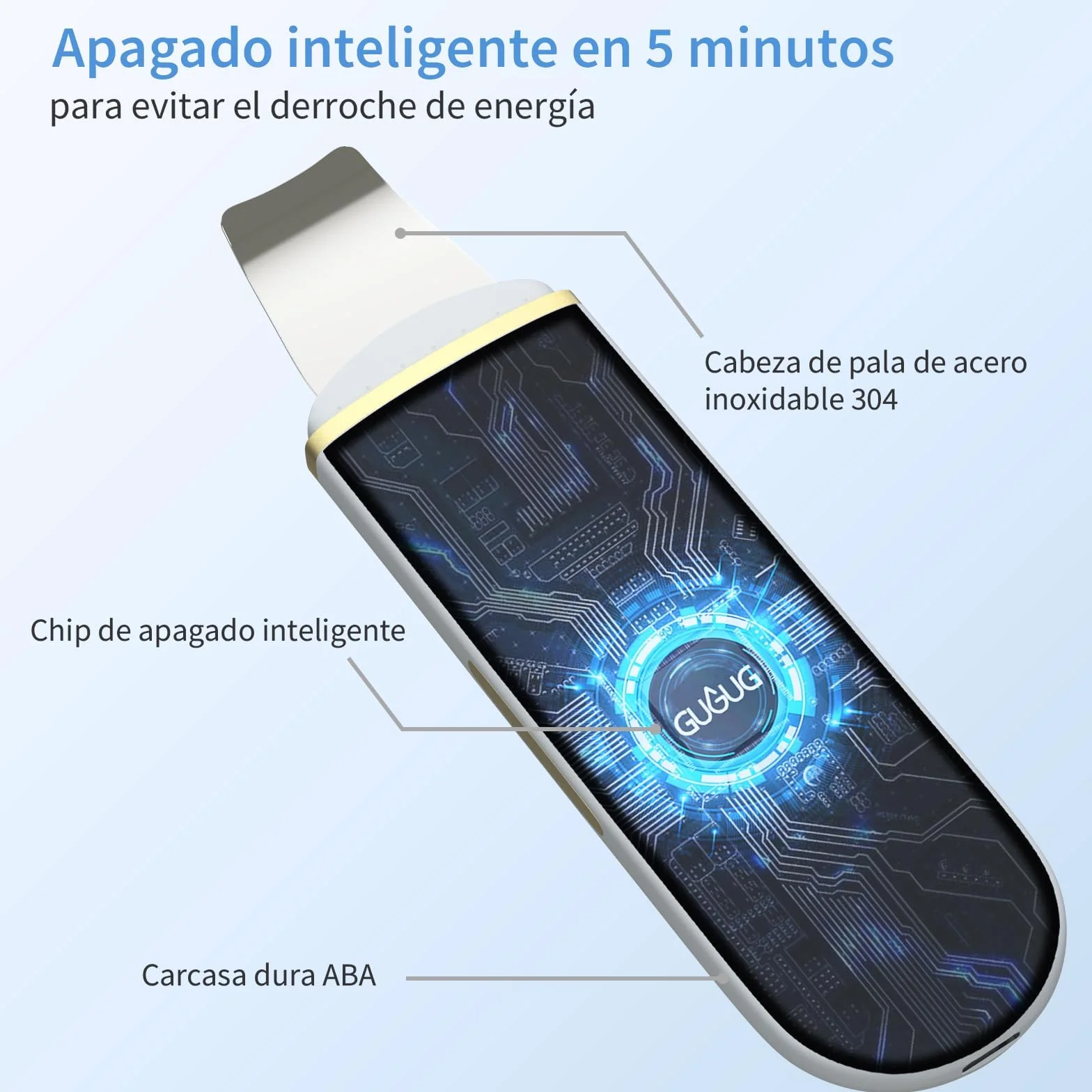 GUGUG Peeling Ultrasónico Facial, Skin Scrubber, Limpiador Facial, Exfoliación de Cara 4 Modos para Limpiar los Poros y Cuidar la Piel, USB Recargable, Dispositivo de Belleza