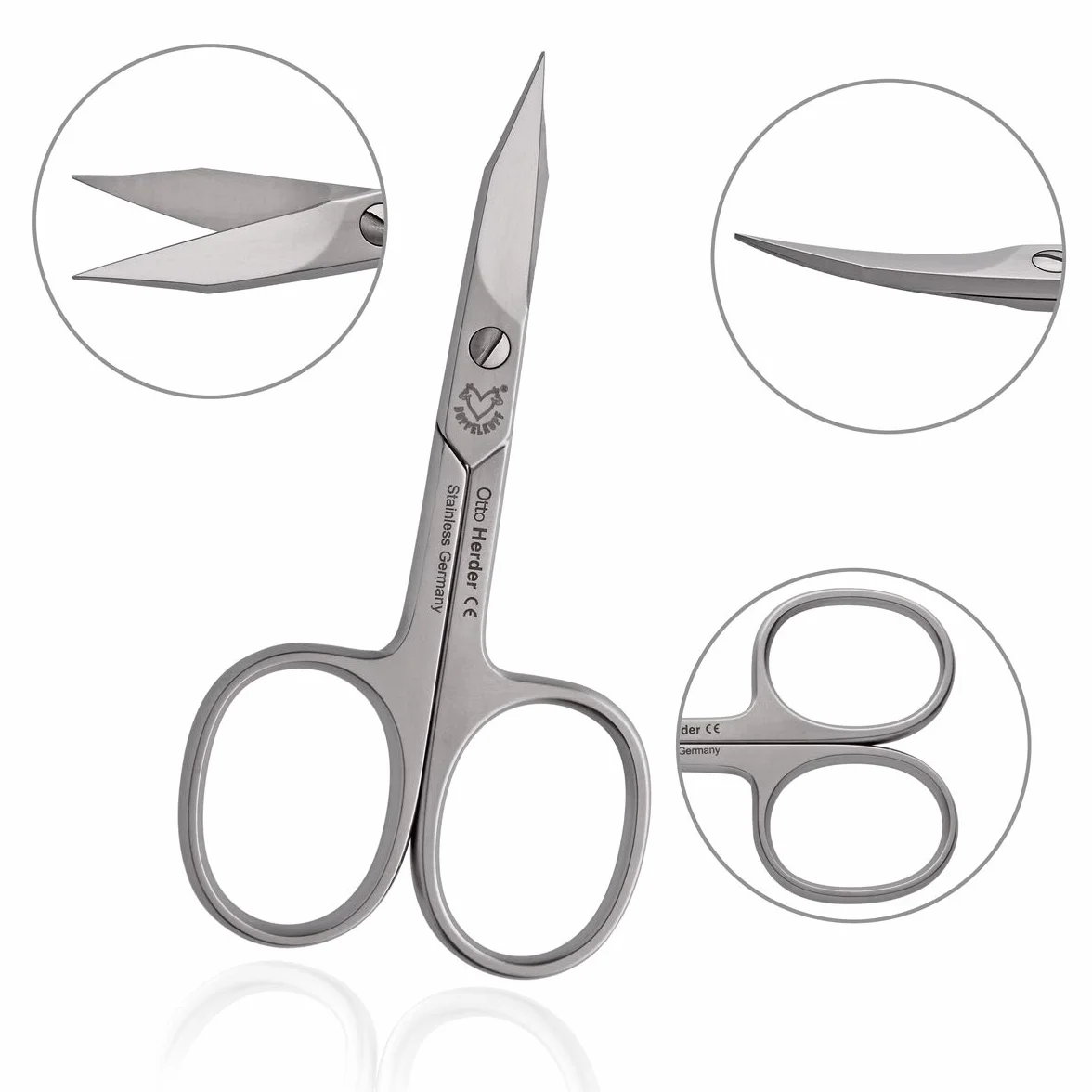 Otto Herder – Tijeras de uñas combinadas extra afiladas para piel y uñas inoxidables en estuche – Tijeras para uñas gruesas y cutículas sobresalientes