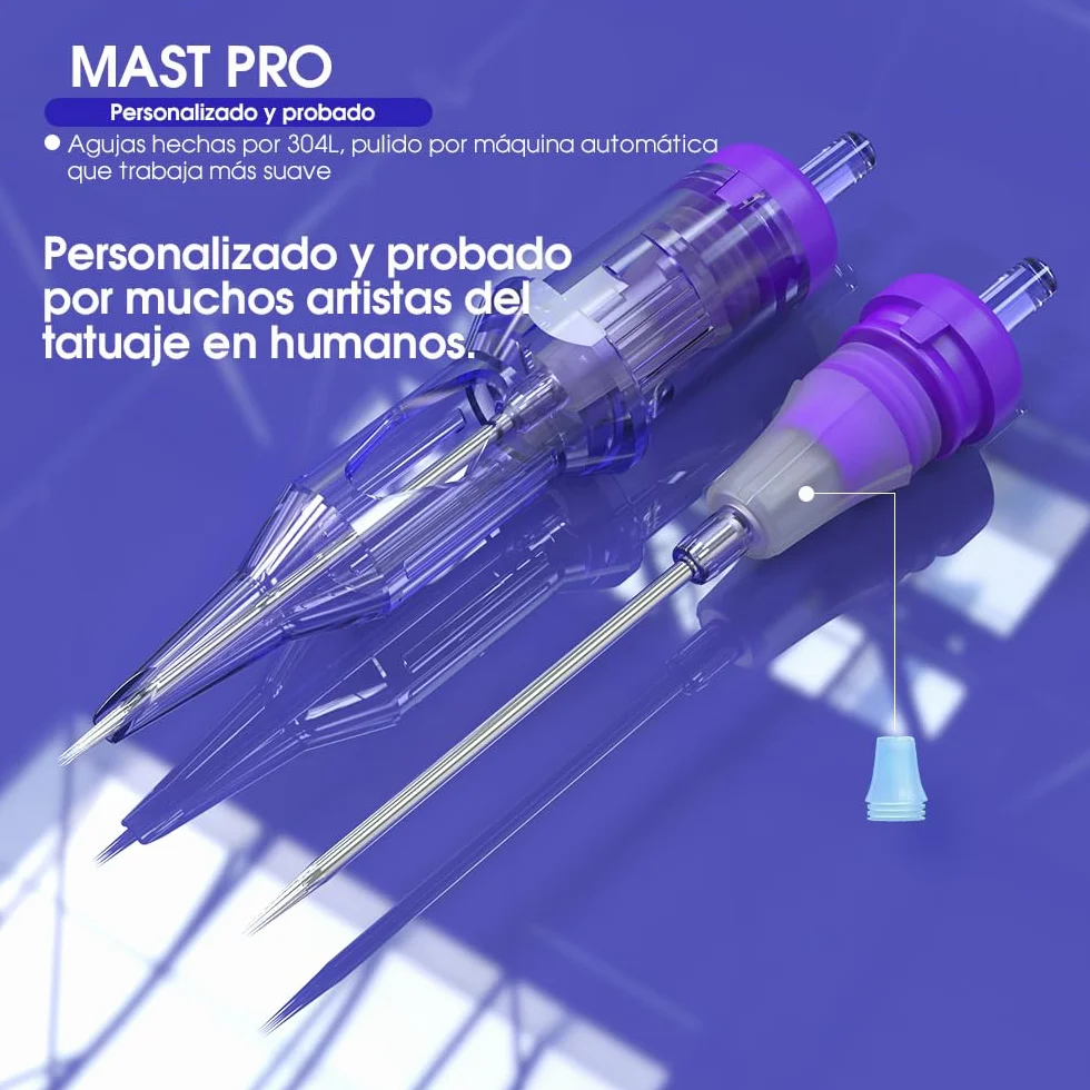 Mast Pro Agujas de Tatuaje,50 Piezas Tamaños Variados #12 1201RL 1203RL 1205RL 1207RL 1205RS 1207RS 1209RS 1207RM 1211RM 1209M, Set Desechable Round Liner Shader Magnum Para Todos Los Estilos