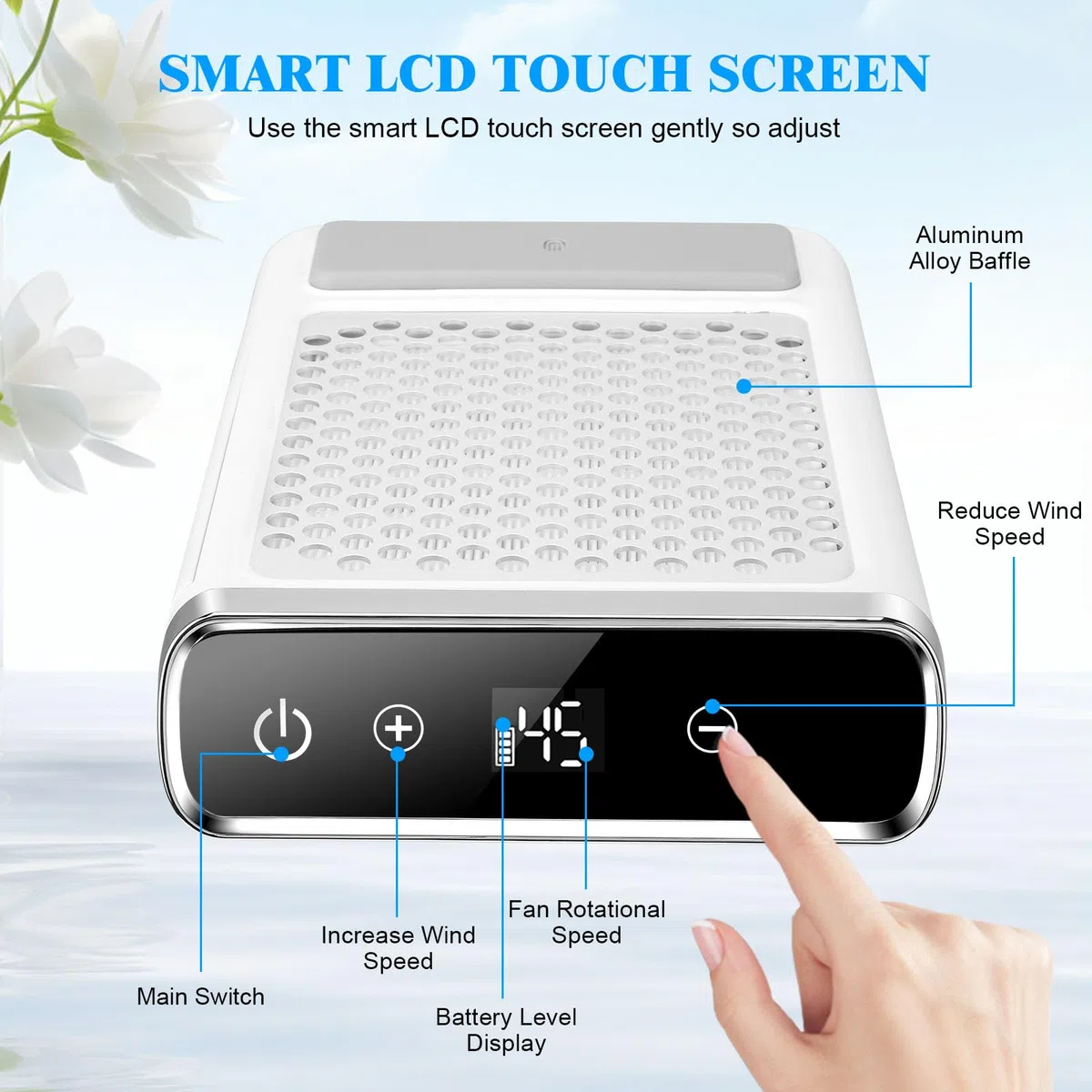 Aspirador de uñas inalámbrico de 80 W, Recargable Extractor De Polvo Para Uñas, Máquina Recolectora De Polvo De Uñas Para Uñas, Aspirador de Mesa Potente de Velocidad Ajustable para Arte de Uñas