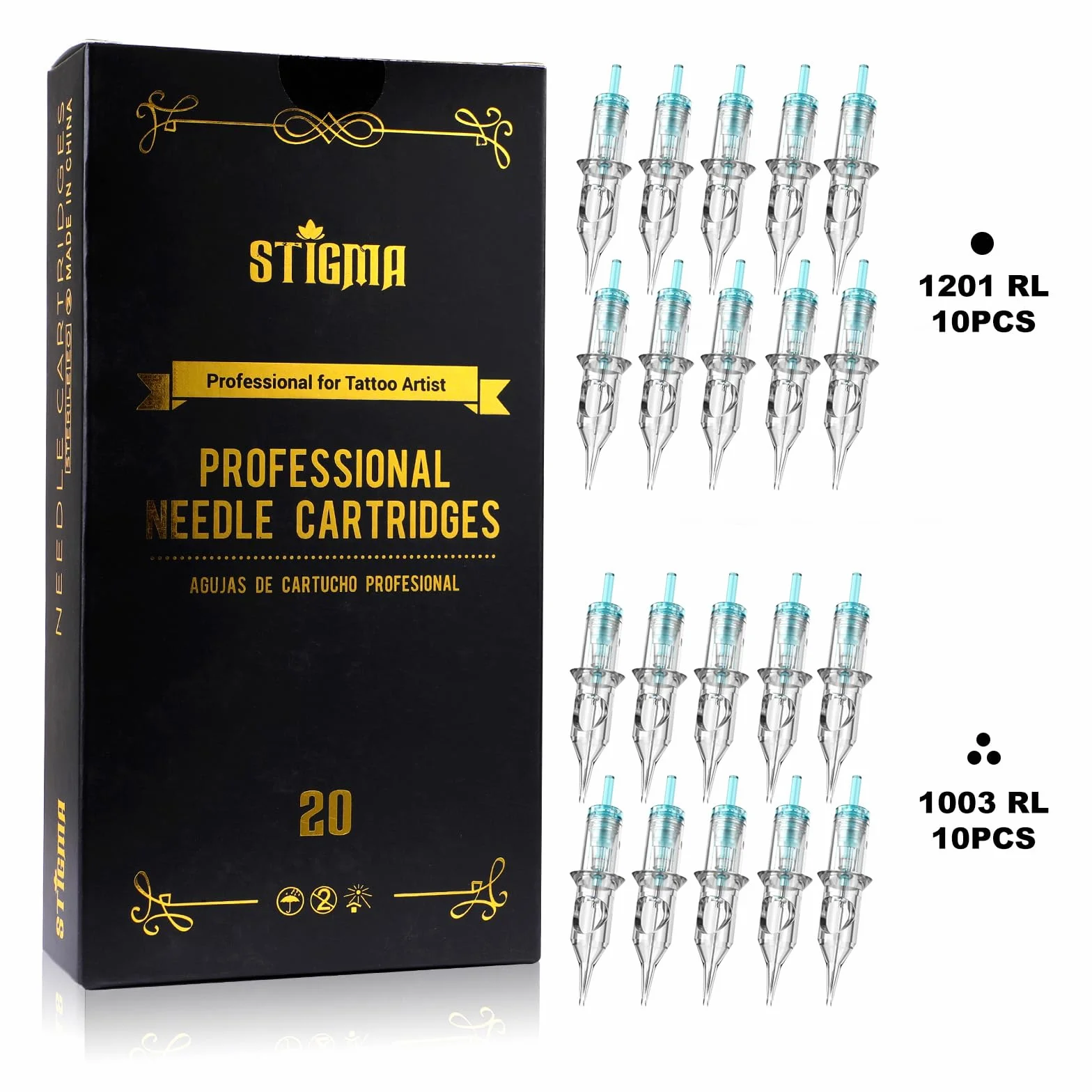 STIGMA Pro Maquina de Tatuar con Bateria 1400 mAh,20Pcs Agujas de Cartuchos de Tattoo, Wireless Tattoo Kit Complete