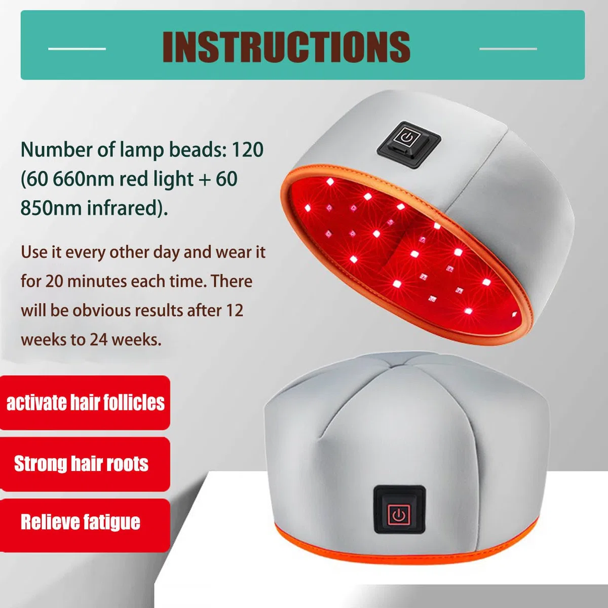 Sistema De Crecimiento Del Cabello Terapia De Luz Roja Tratamiento De Pérdida De Cabello Gorra De Cuidado Del Cabello,Terapia de luz infrarroja for Adelgazar el Cabello. (plata)