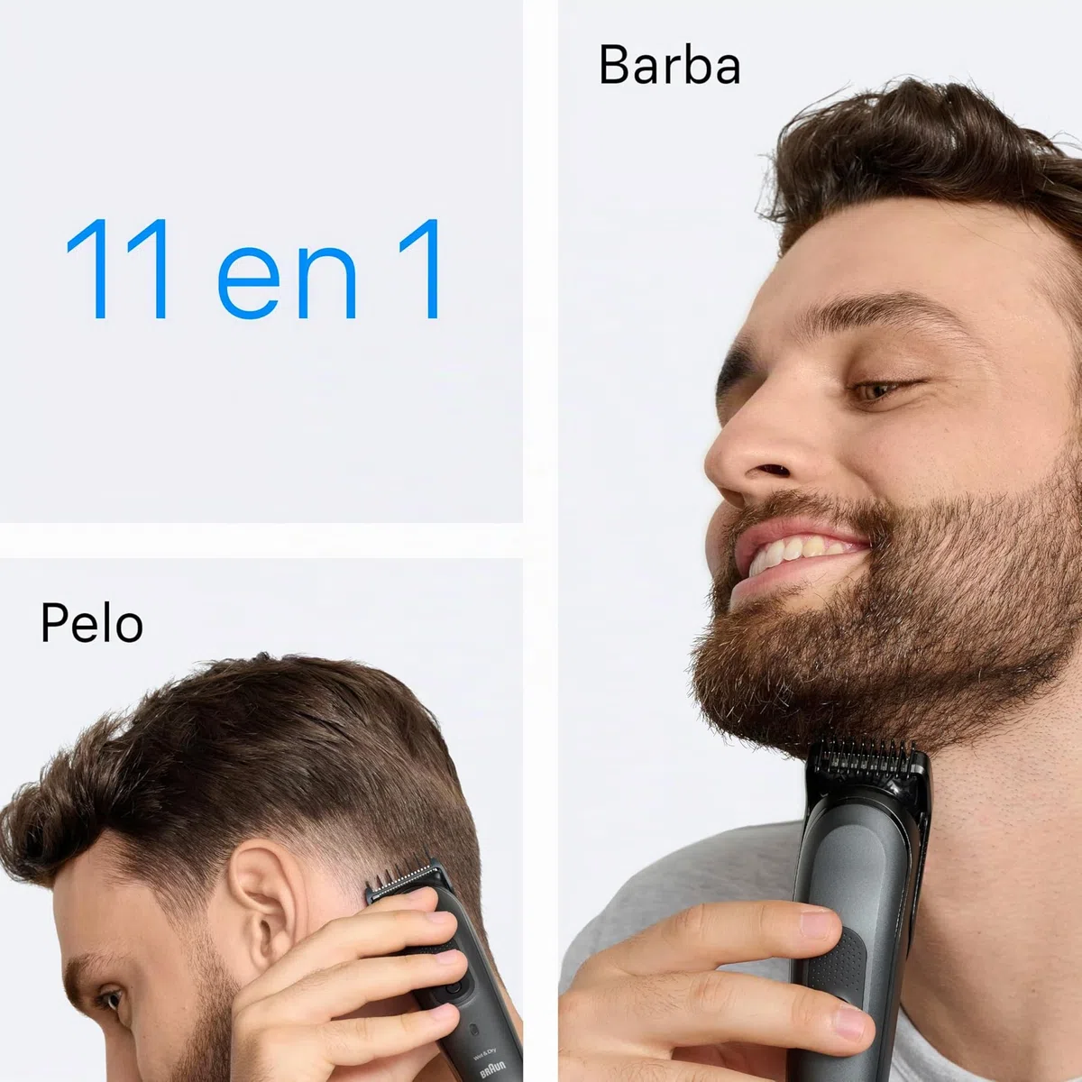 Braun Recortadora Todo en Uno Series 3 AIO3565, Gris - Kit de Styling 11en1 para Barba Y Pelo, 14 Longitudes, Máquina de Cortar Pelo con Autonomía de 50 Min, Cortapelos Hombre, Recorte Fácil Y Rápido