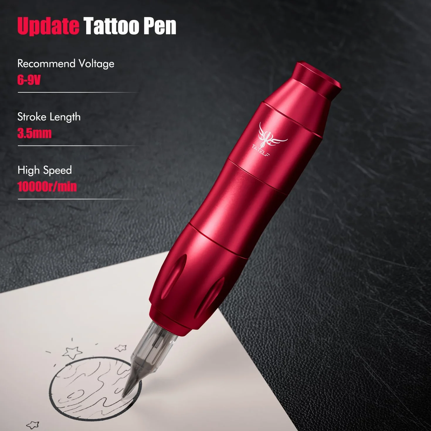 TATELF Máquina de Tatuaje Rotativa Inalámbrica, 1500mAh Batería LCD, Kit Completo con 5 Tintas y 10 Agujas Cartucho para Principiantes y Artistas