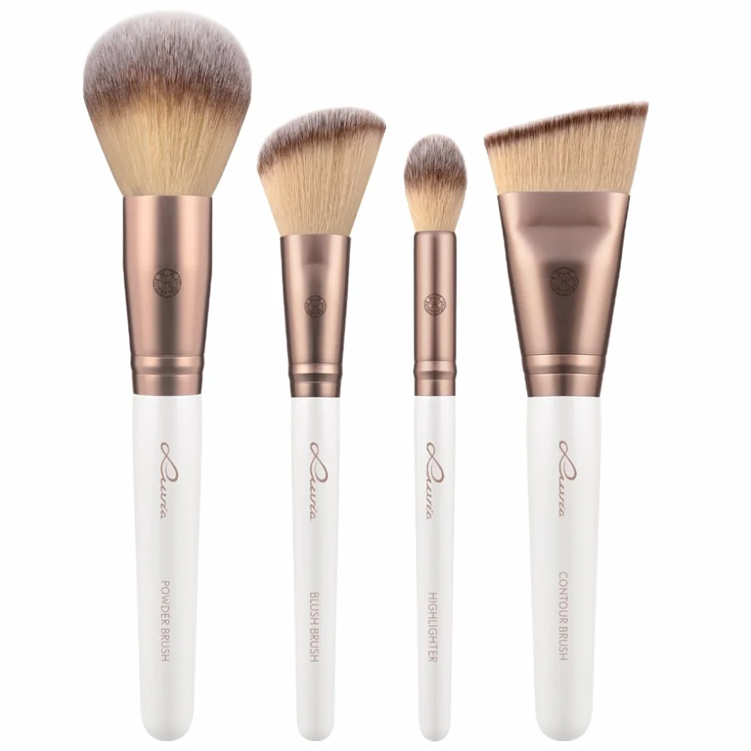 Luvia Prime Vegan Pro - Juego de brochas de maquillaje (12 unidades, incluye soporte para brochas, esponja y estera de limpieza) Nacarado Coffee