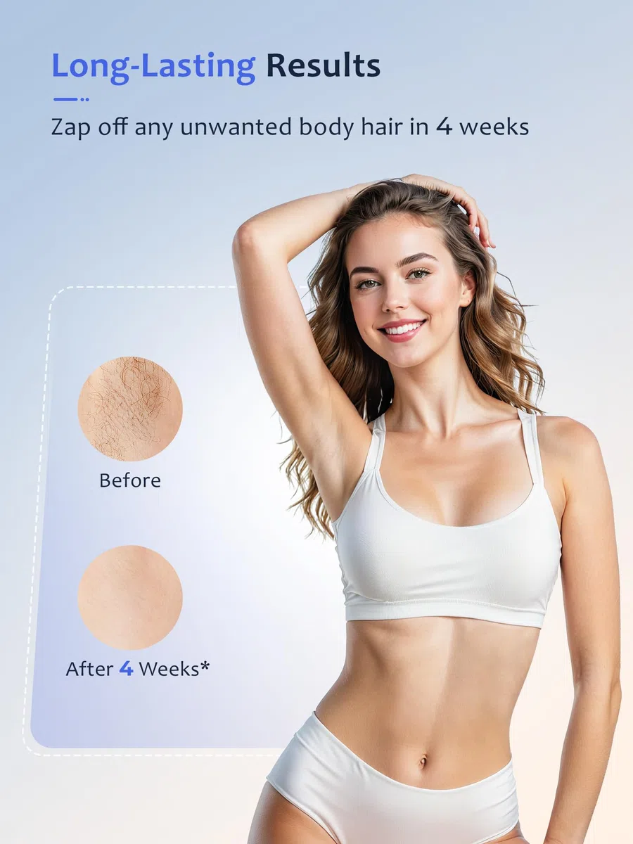 Depiladora Laser con 5℃ Función de Refrigeración, IPL Depiladora Luz Pulsada con 9 Niveles de Energía, Depilacion Laser 600-1200 NM Luz Roja, Hair Removal Mujer y Hombre Bikini Axilas Cara Blanco