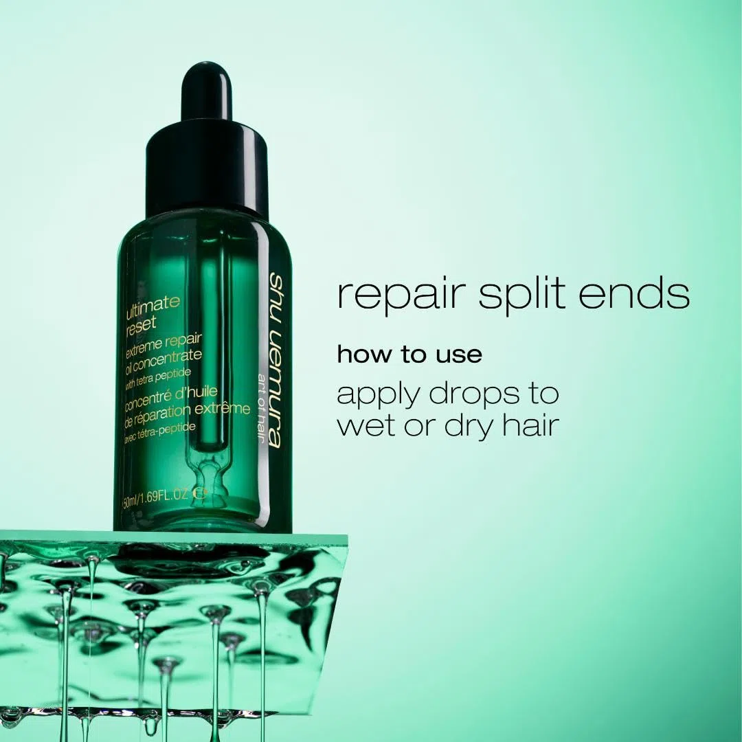 Shu Uemura Art of Hair Ultimate Reset Aceite Concentrado, Tratamiento Capilar para Cabello Seco y Dañado, Antiencrespamiento y Puntas Abiertas, Brillo y Suavidad, Cuidado Capilar para Mujeres, 50 ml