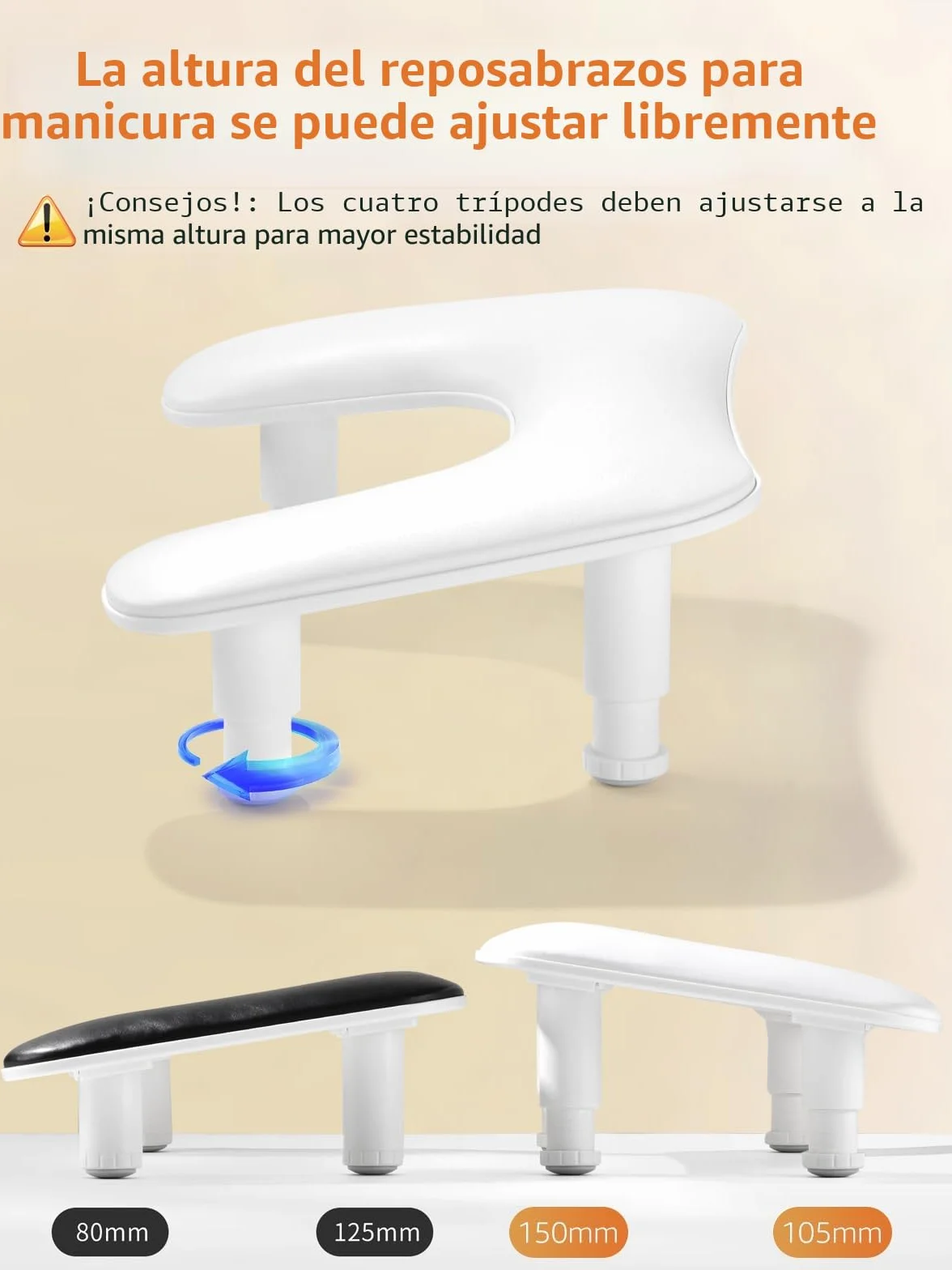 Deciniee Reposabrazos Manicura: En Forma de U Reposa Manos para Manicura - Altura Ajustable Apoya Manos Manicura para Mesa Manicura Profesional - Blanco