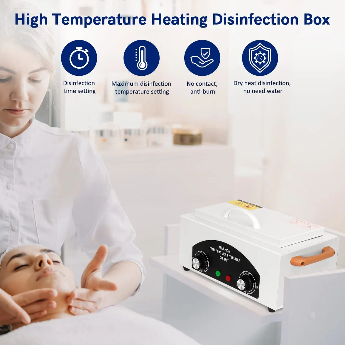 Xverycan 300W Esterilizador de Aire Caliente Desinfección, 200℃ Esterilizador de Calor Seco de Alta Temperatura, Esterilizadores Pequeños para Herramientas de Uñas, Herramientas Cosméticas